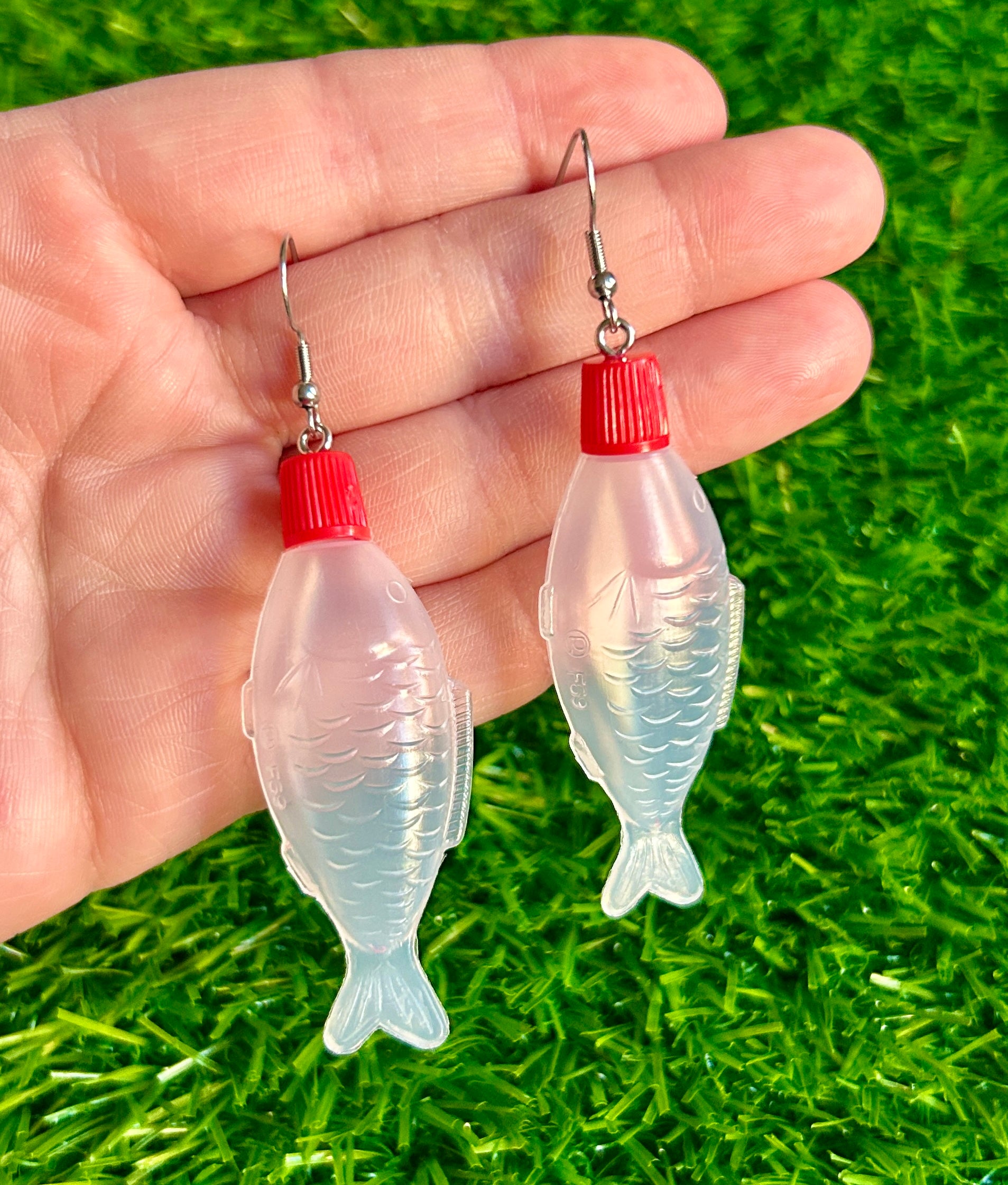 fish lure earrings Soy Sauce Earrings Food Earrings Food Jewelry Funky Earrings Earring Hooks