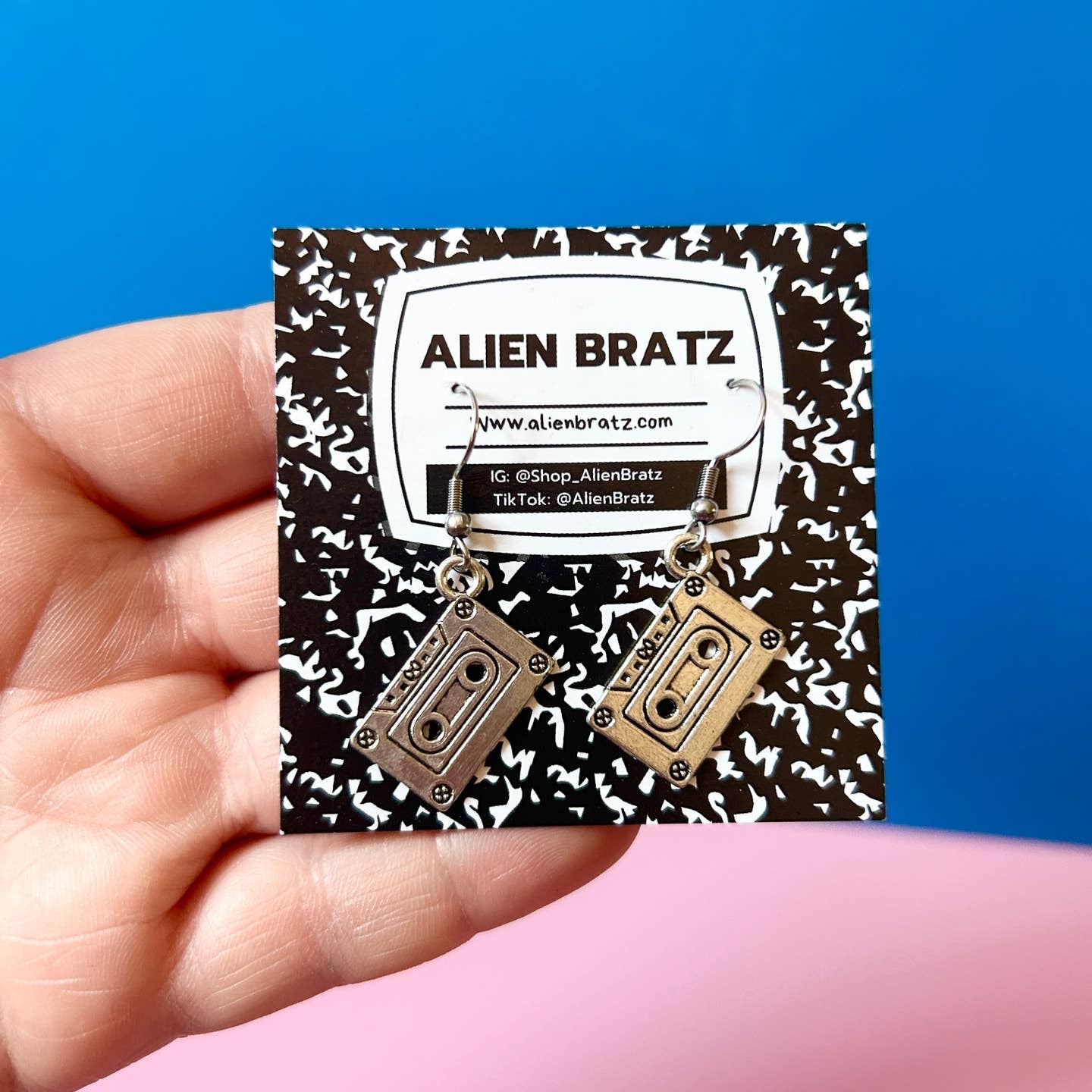 Silver Tape Cassette Earrings