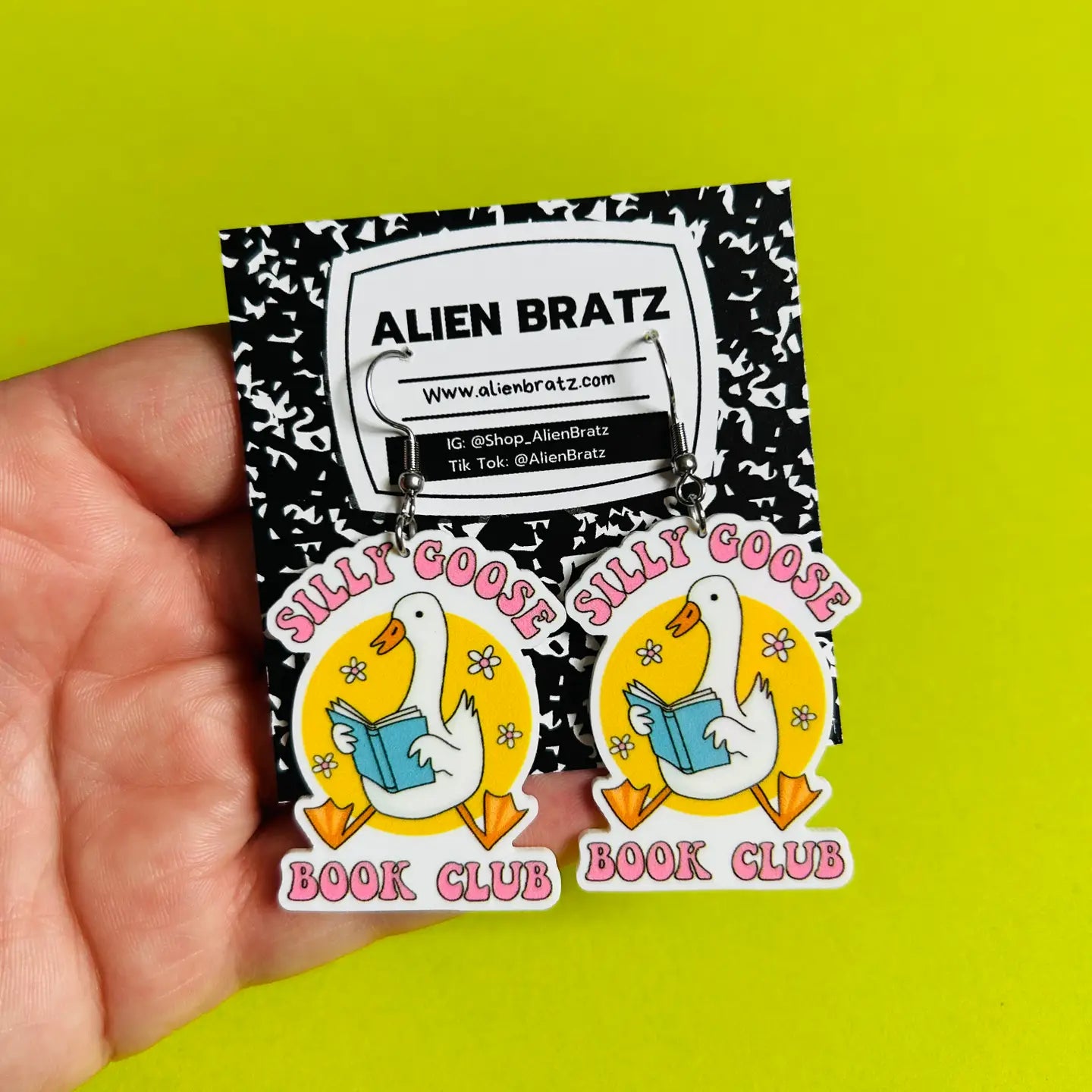Silly Goose Book Club Earrings Or Necklace