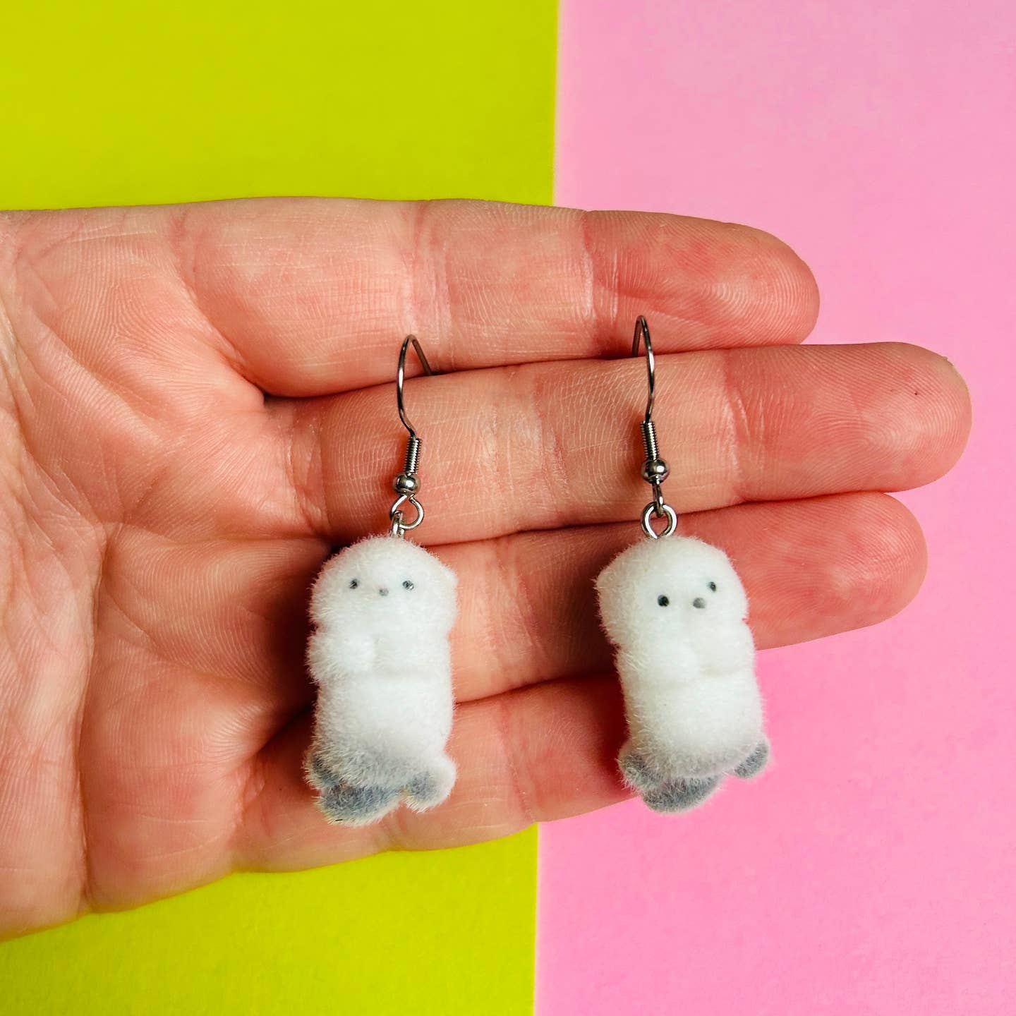 Flocked Baby Seal Earrings