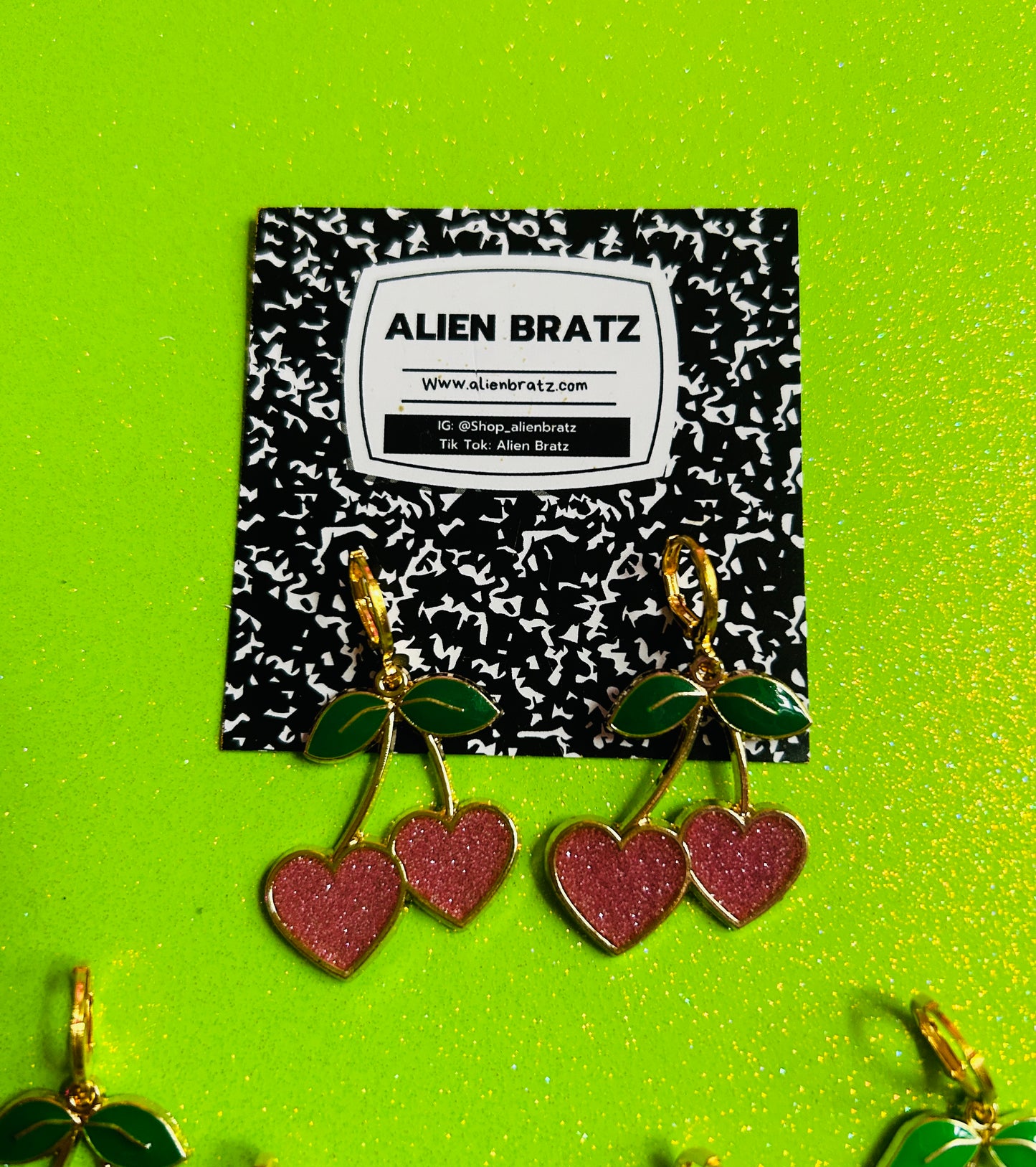 Gold Heart Cherry Earrings