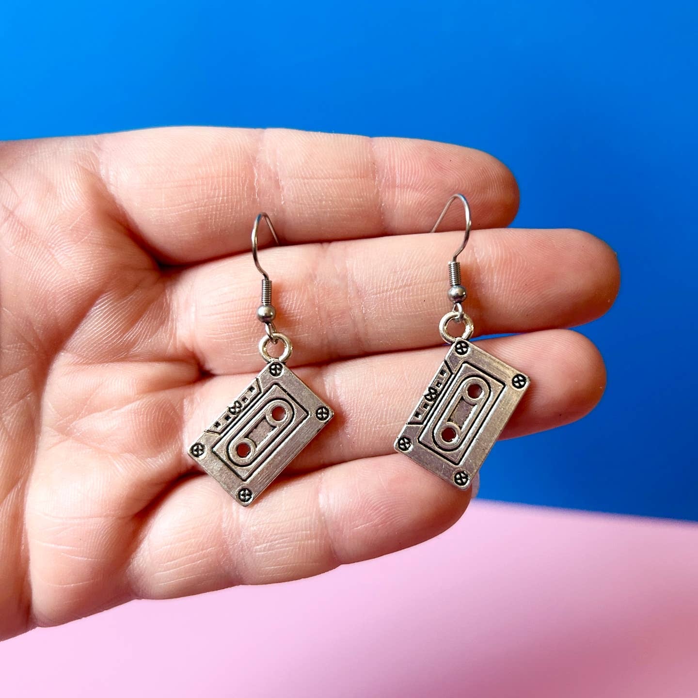 Silver Tape Cassette Earrings
