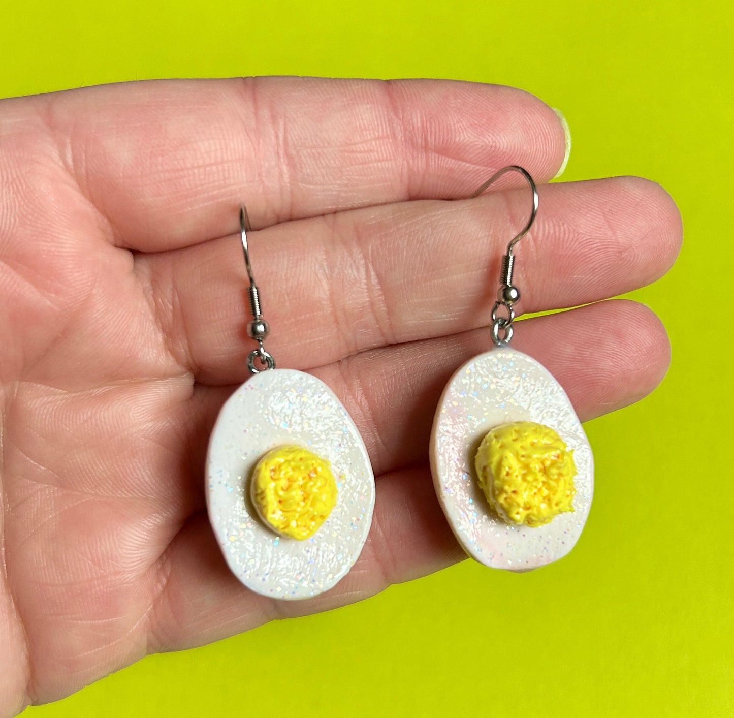 Glittery Deviled Egg Earrings