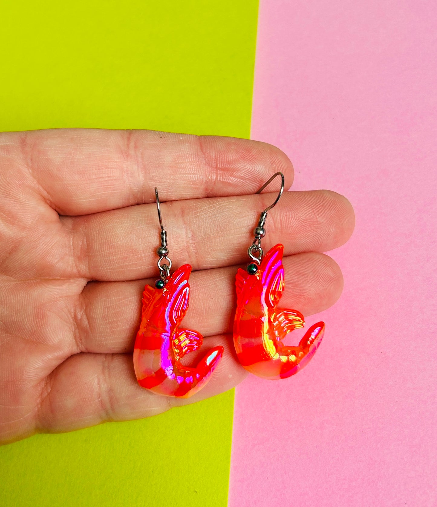 Iridescent Shrimp Earrings