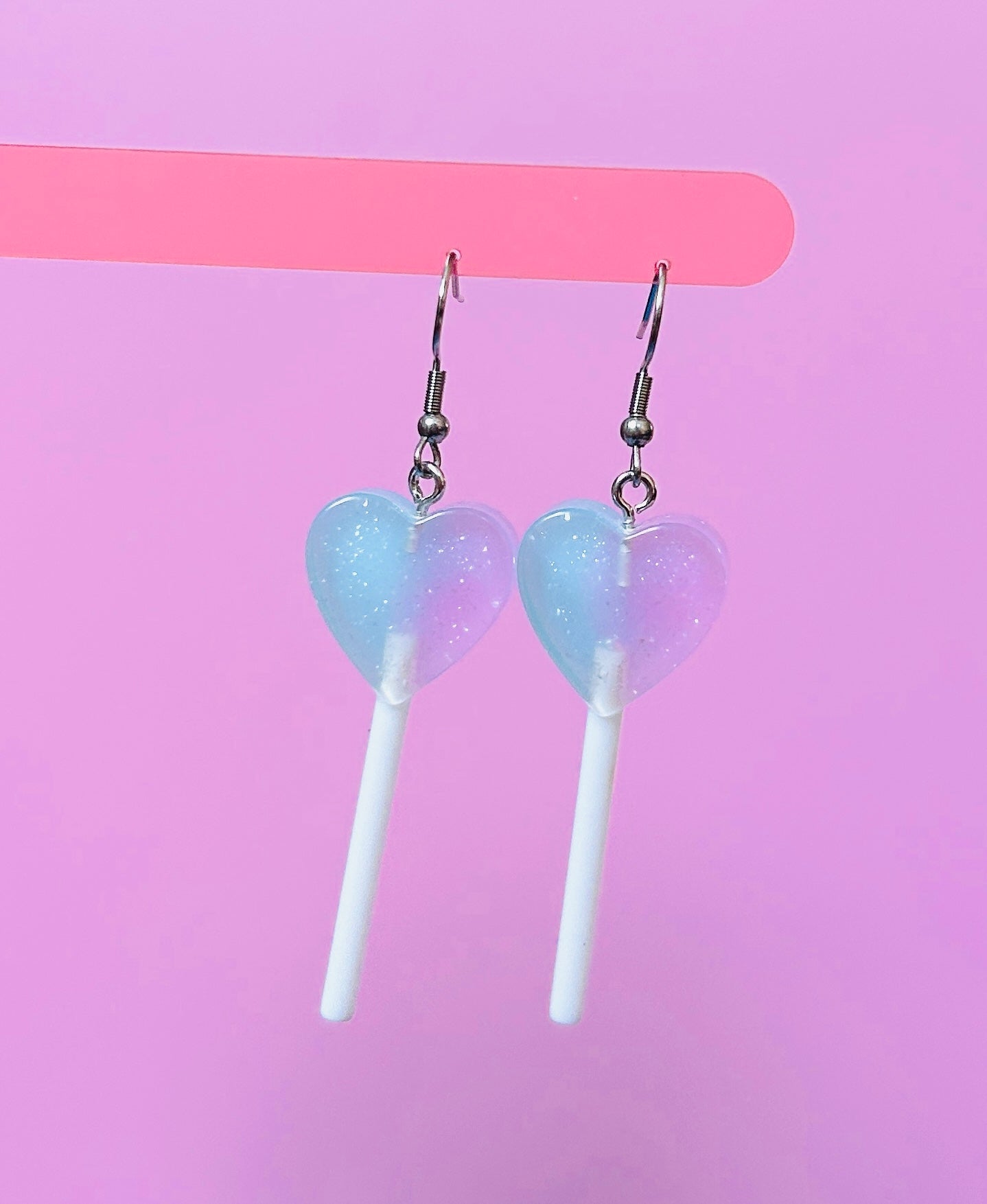 Glittery Blue and Purple Lollipop Earrings