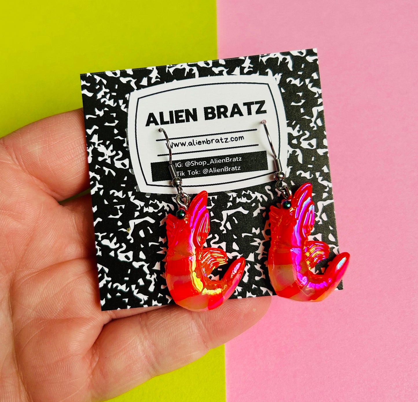 Iridescent Shrimp Earrings