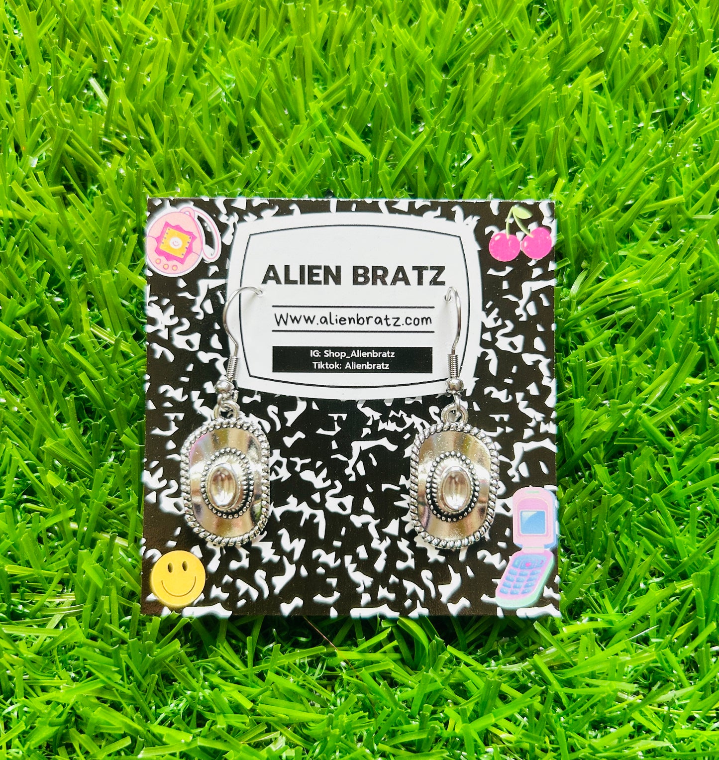 Silver Cowboy Hat Earrings