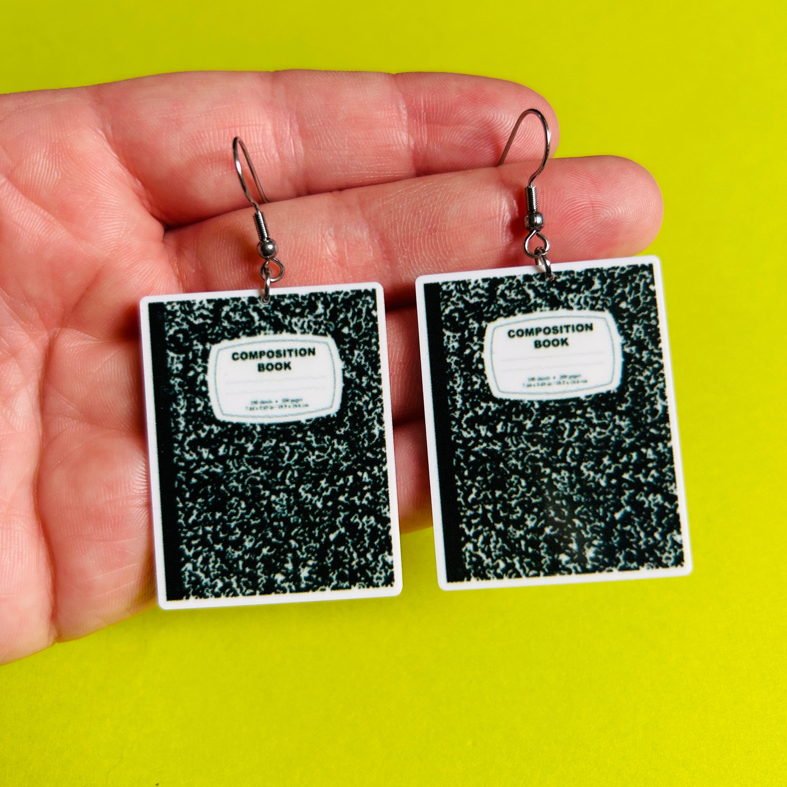 Funky Blackboard & Ruler Dangle Earrings - Asymmetric Fun Earrings For Students, Teachers, Graduation