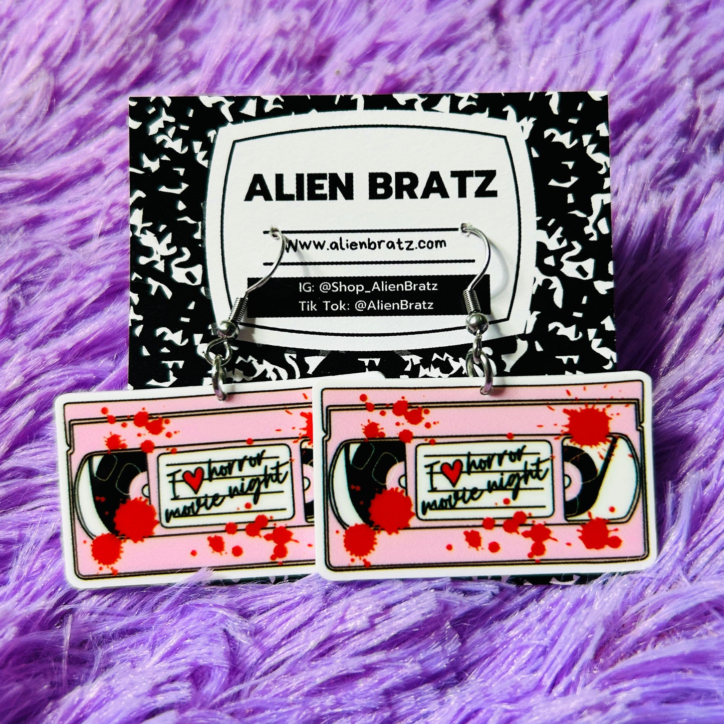 I Love Horror Movie Night Earrings Or Necklace