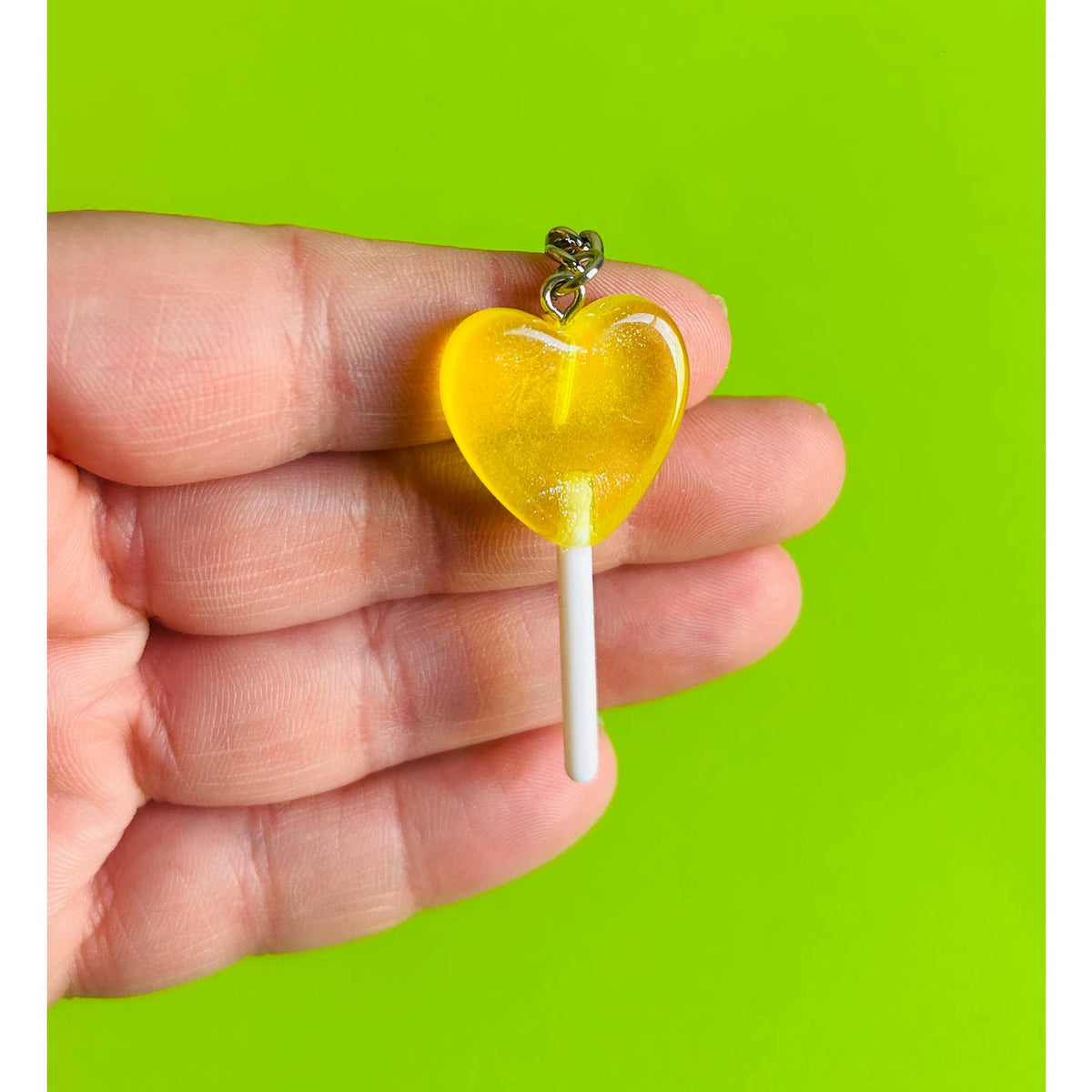 Yellow Heart Lollipop Keychain