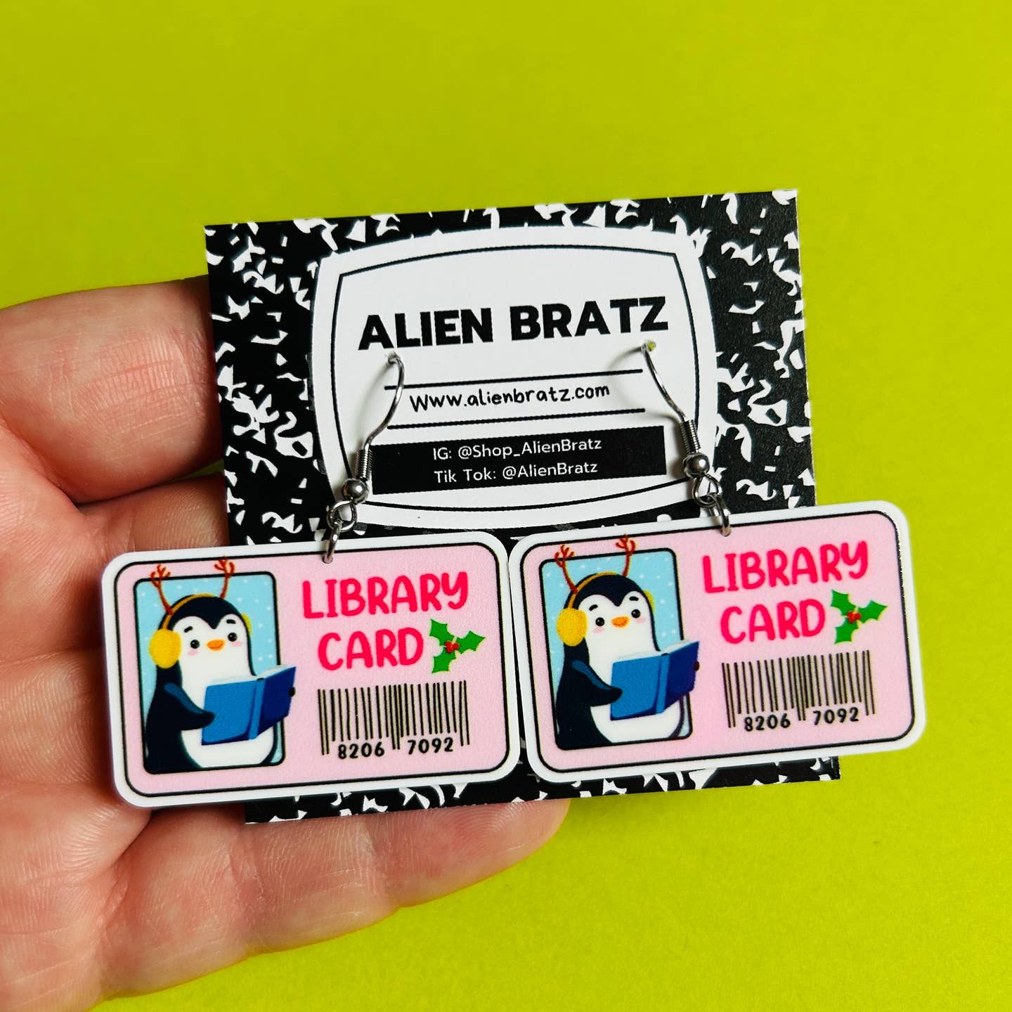 Penguin Library Card Earrings Or Necklace