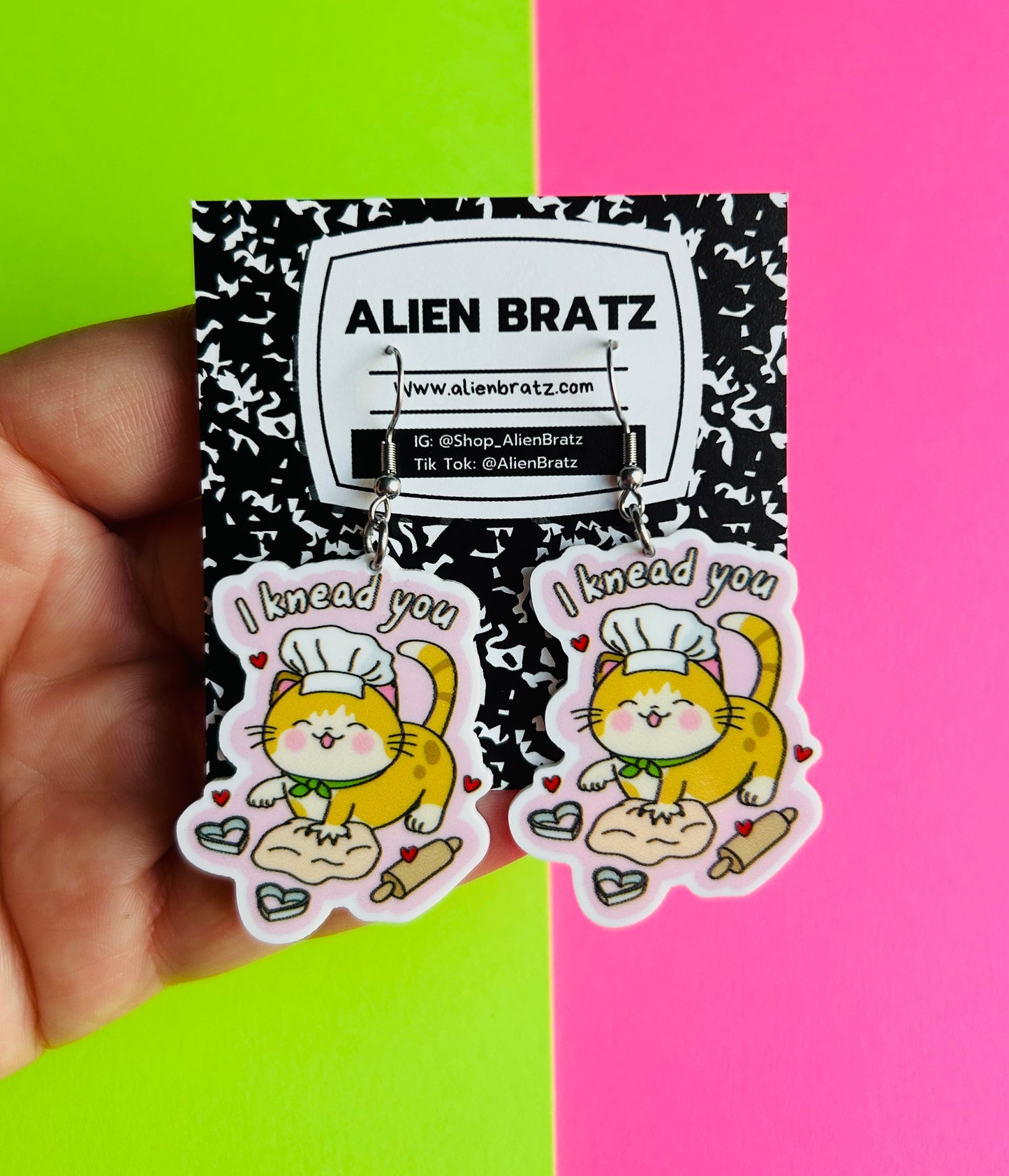 Valentine’s Day Cat Earrings or Necklace