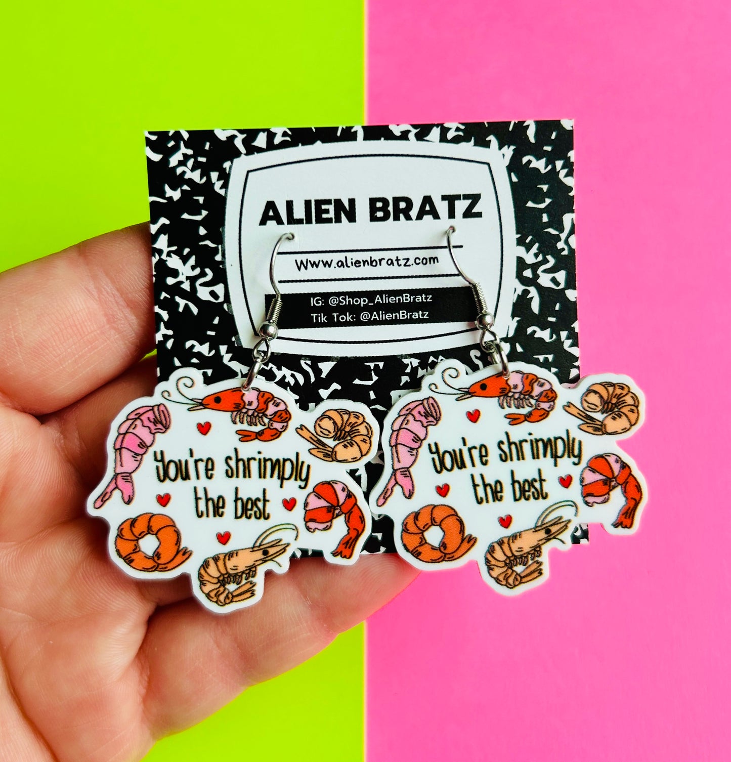 Valentine’s Day Shrimp Earrings or Necklace