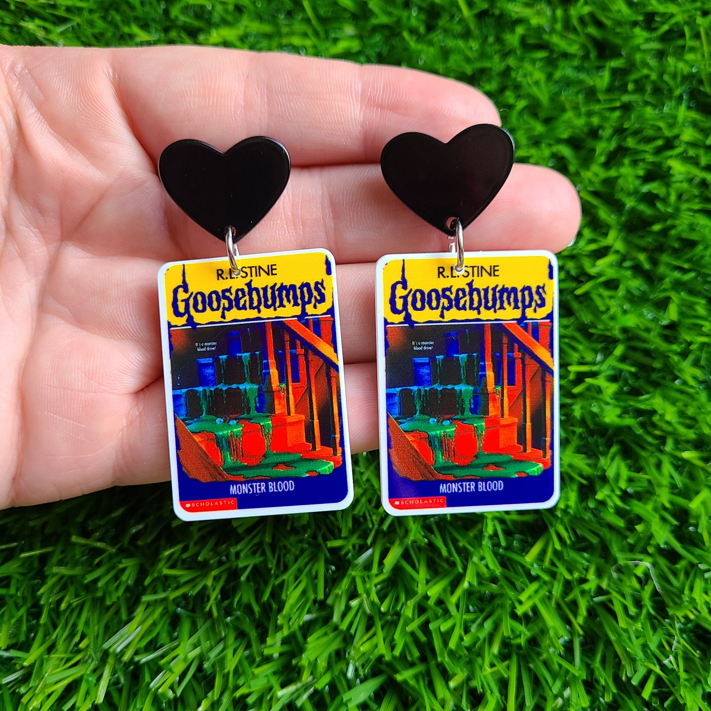 Goosebumps Book "Monster Blood" Heart Stud Earrings
