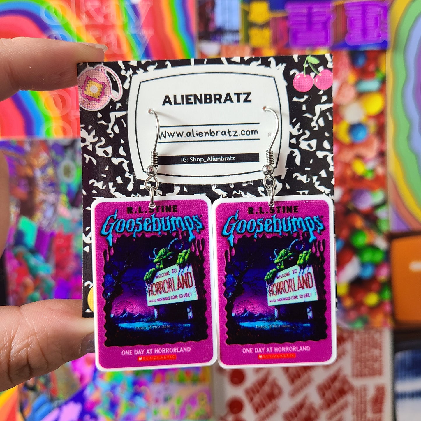 Goosebumps "One Day At Horrorland" Book Earrings Or Necklace