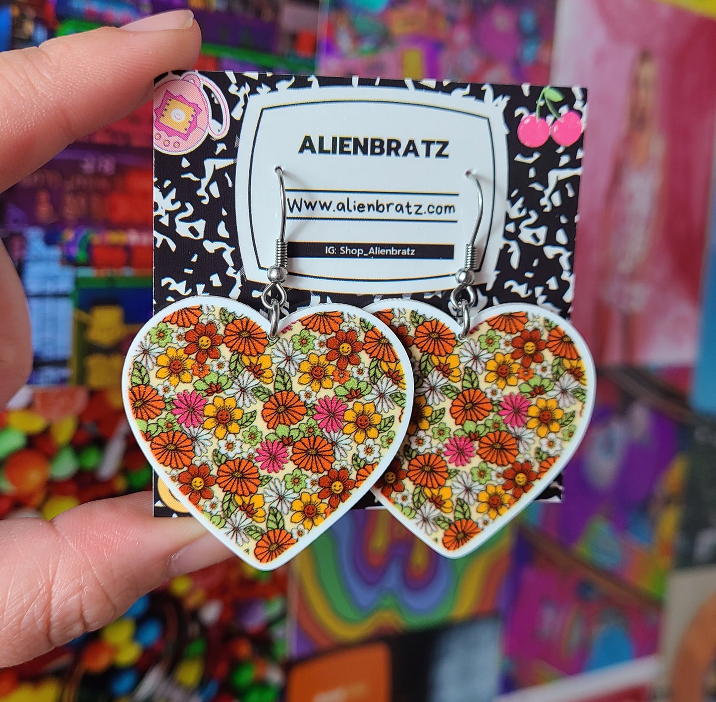 Heart Retro Daisy Earrings