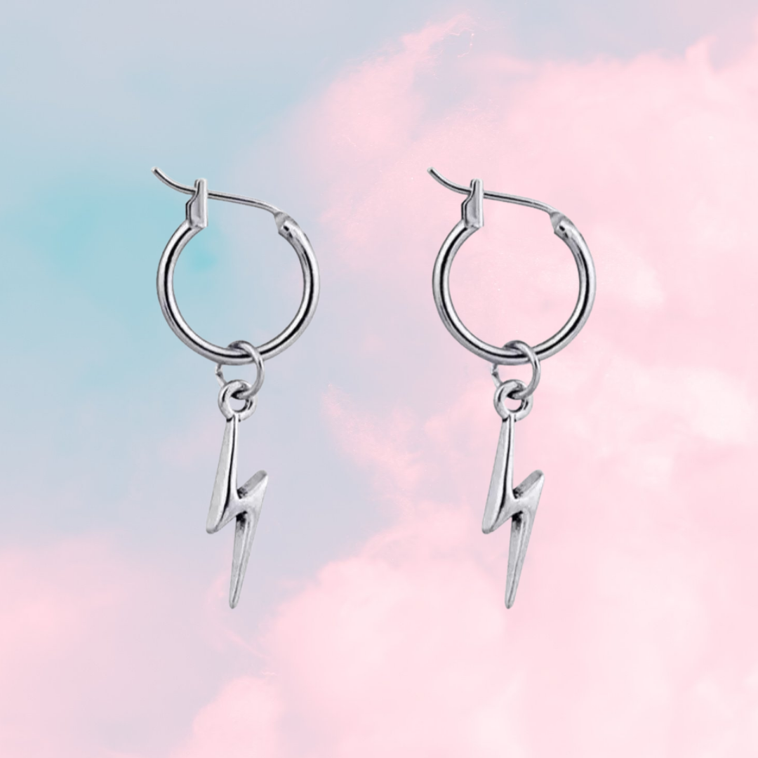 Lightning Bolt Hoop Earrings