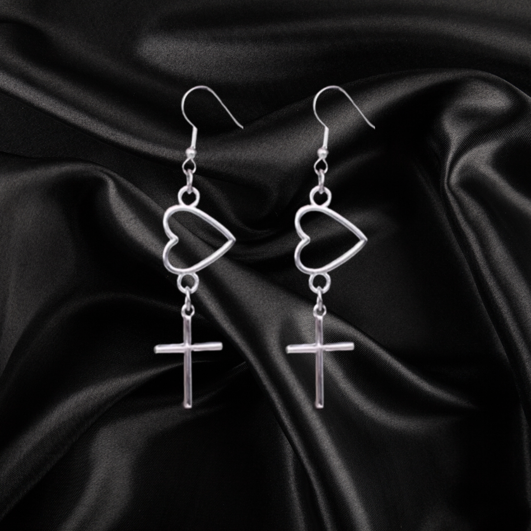 Heart Cross Earrings