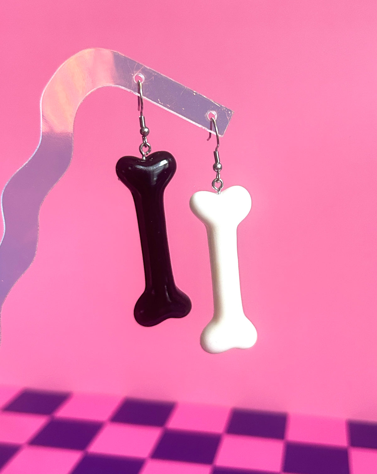 White and Black Bone Earrings