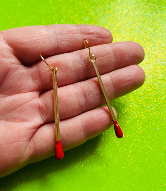 Gold Matchstick Earrings