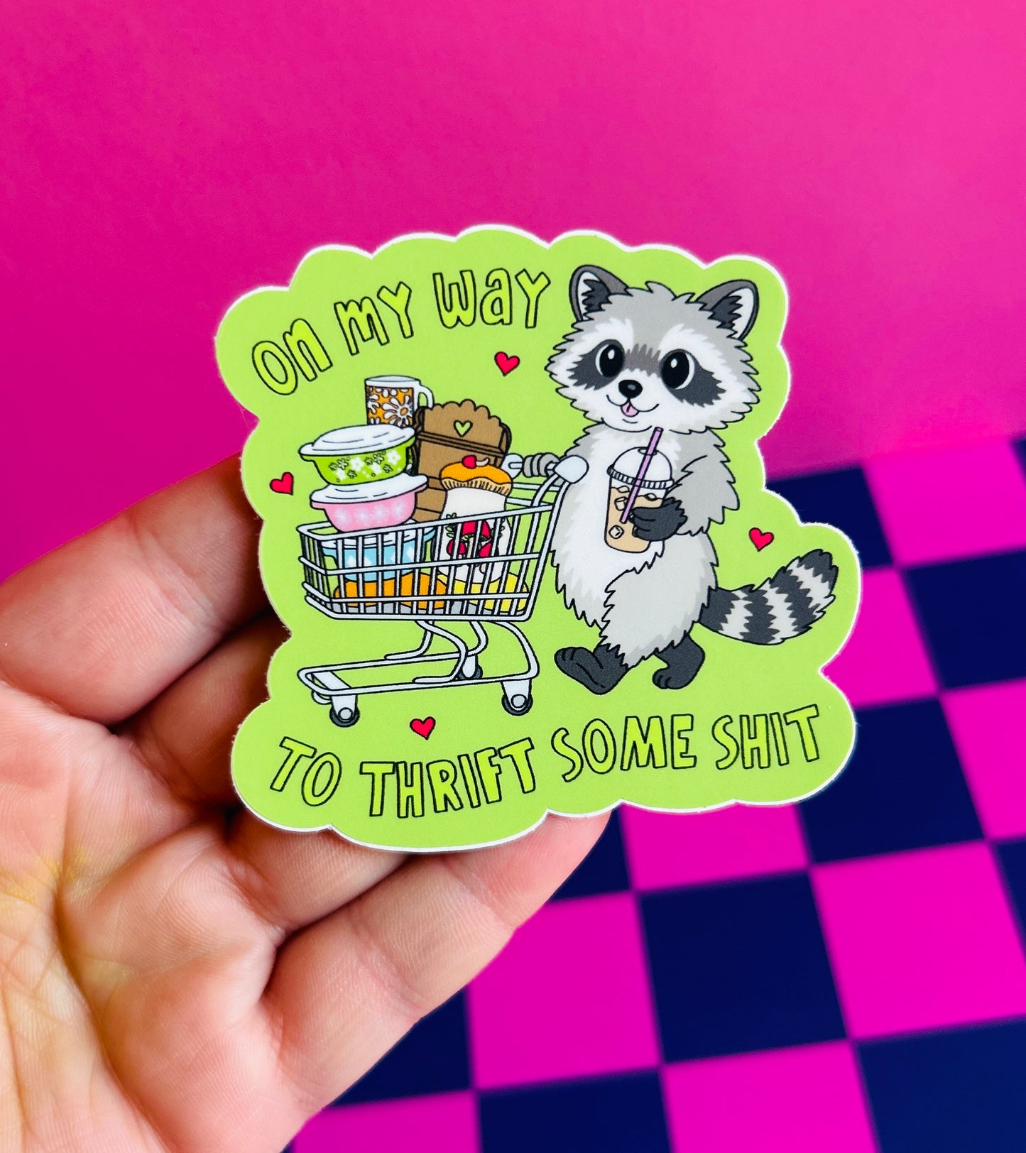 Raccoon Thrift Store Shopping Sticker
