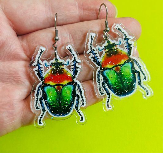 Glittery Beetle Earrings