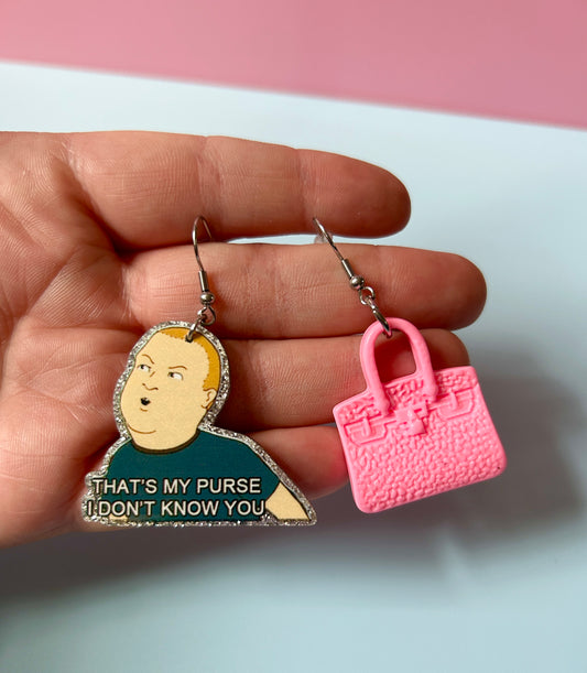 Glittery Bobby Hill Purse Earrings