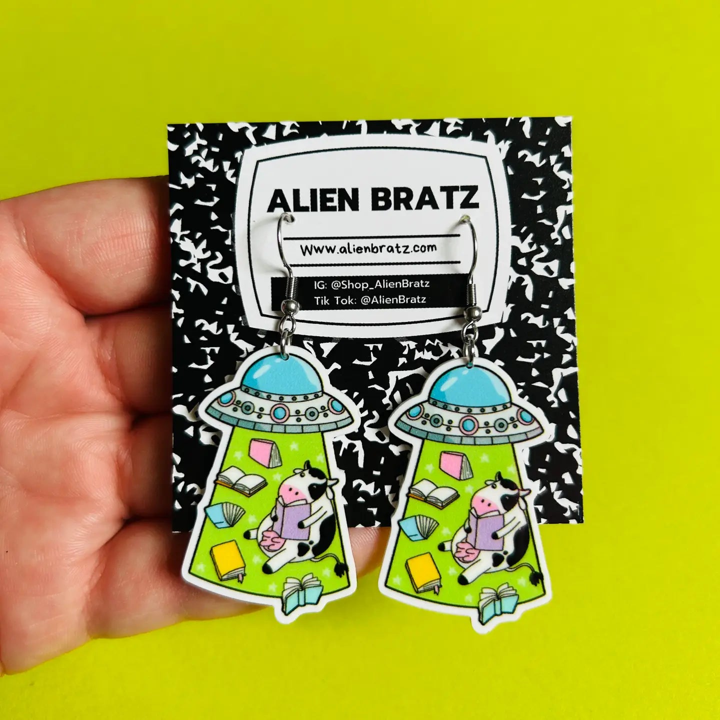 Alien Book Earrings Or Necklace