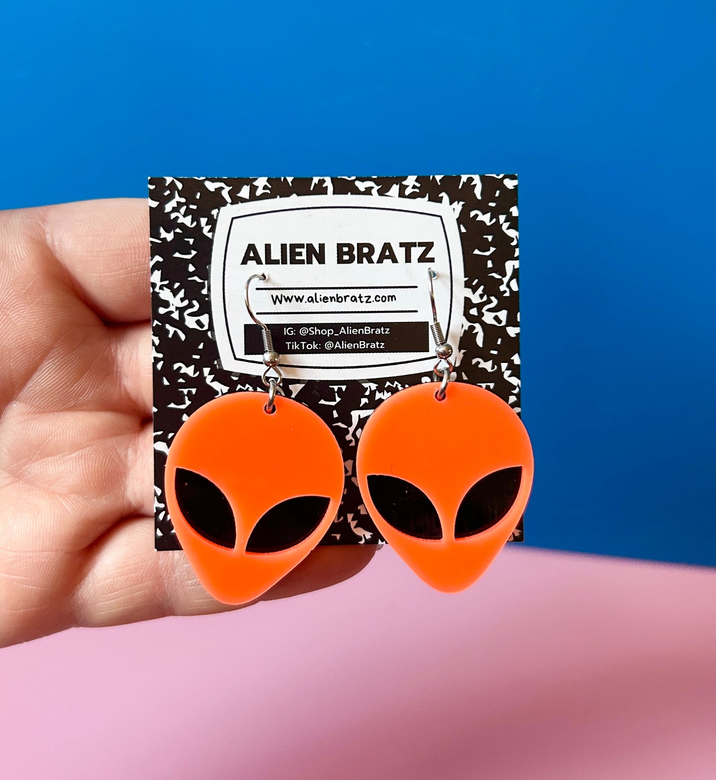 Orange Alien Earrings