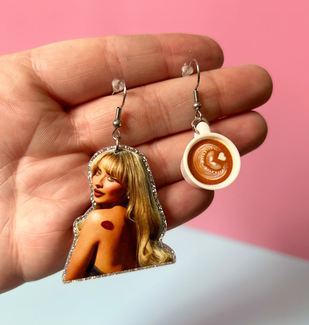 Glittery Sabrina Carpenter Espresso Earrings