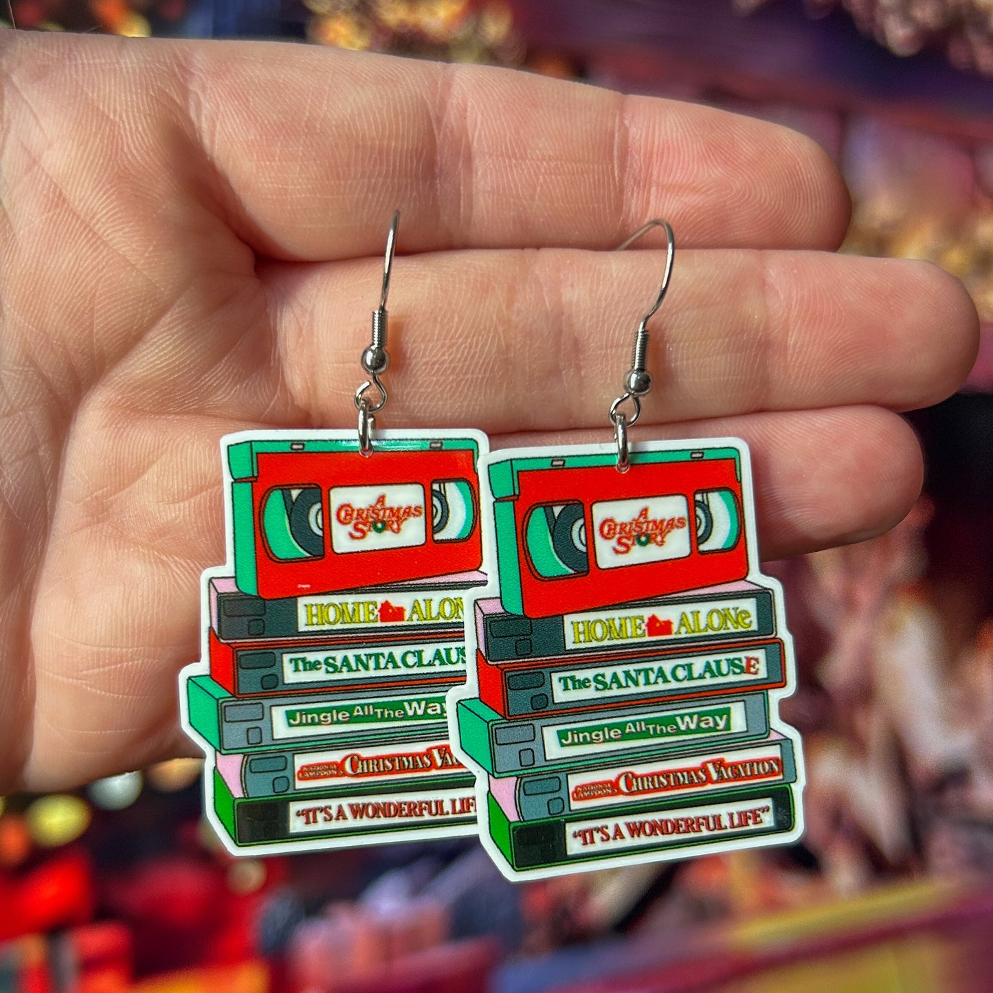 Christmas VHS Tape Earrings Or Necklace