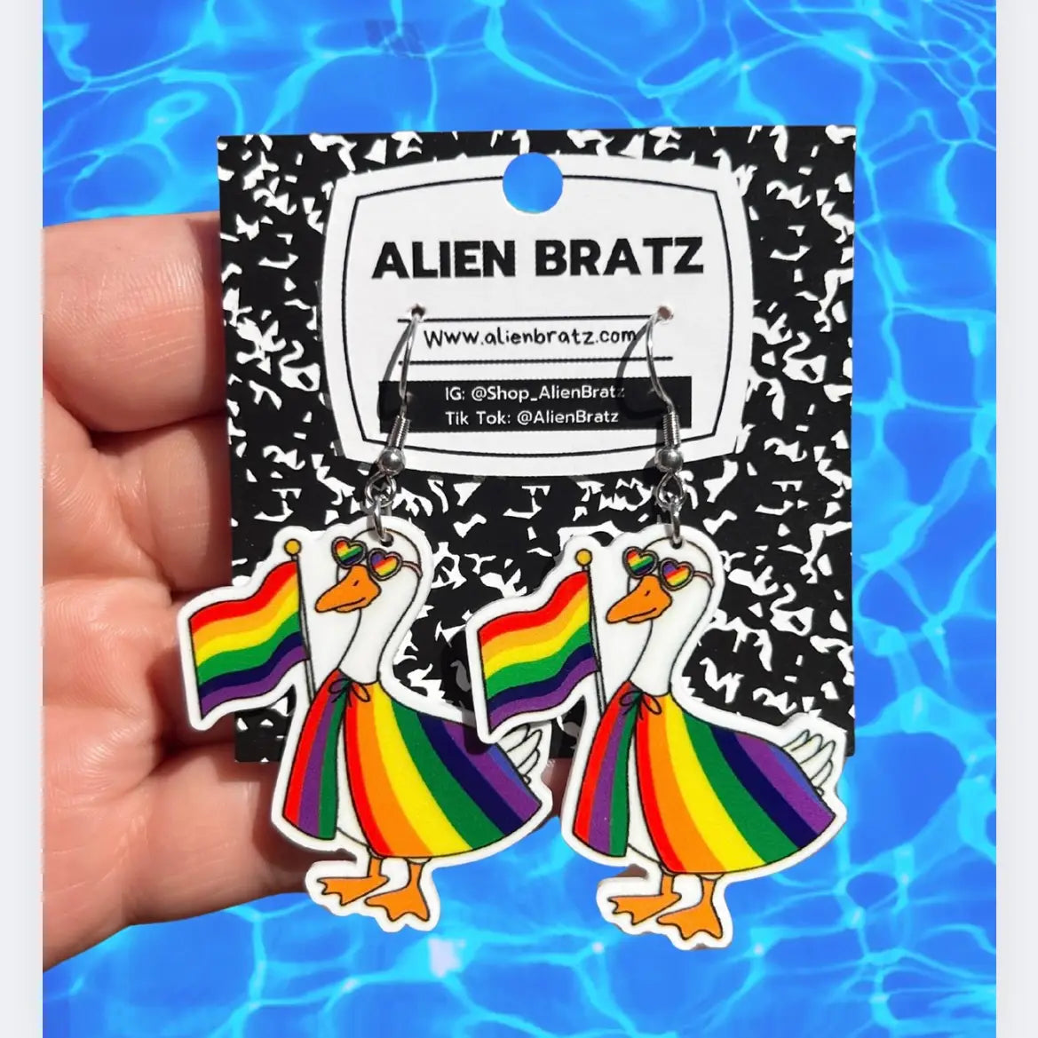 Rainbow Pride Silly Goose Earrings Or Necklace