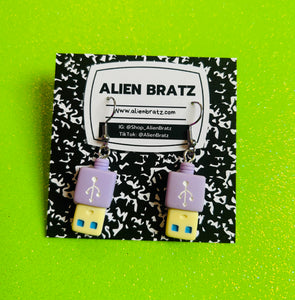 Purple USB Earrings