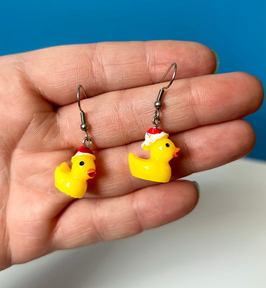 Santa Rubber Duck Earrings