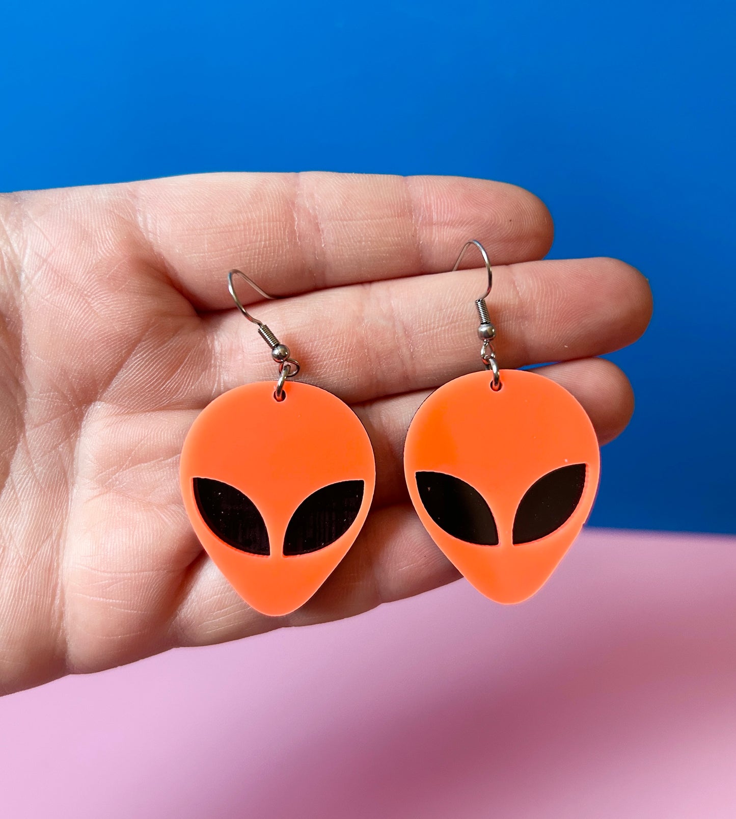 Orange Alien Earrings