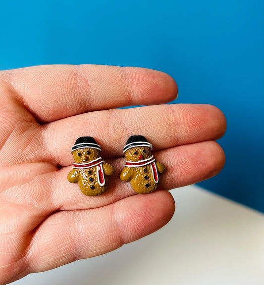 Gingerbread Snowman Stud Earrings