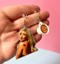 Load image into Gallery viewer, Glittery Sabrina Carpenter Espresso Earrings
