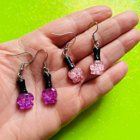 Glittery Nail Polish Earrings