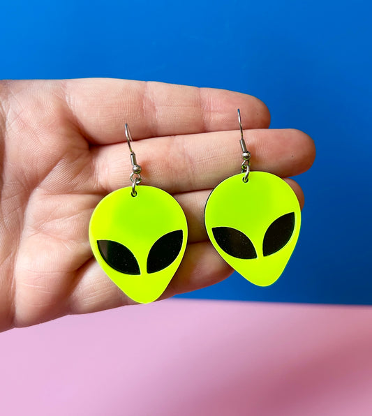 Yellow Alien Earrings