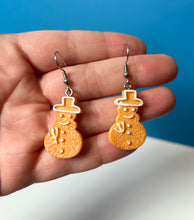 Load image into Gallery viewer, Gingerbread Cookie Snowman Earrings
