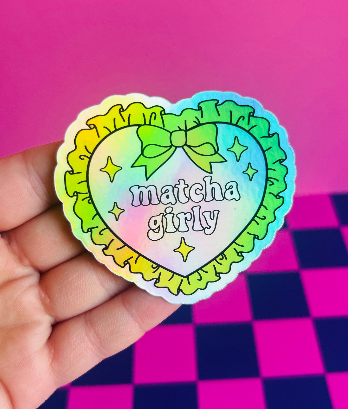 Holographic Matcha Girly Sticker