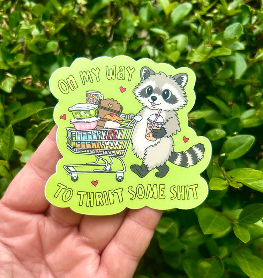 Raccoon Thrift Store Shopping Sticker