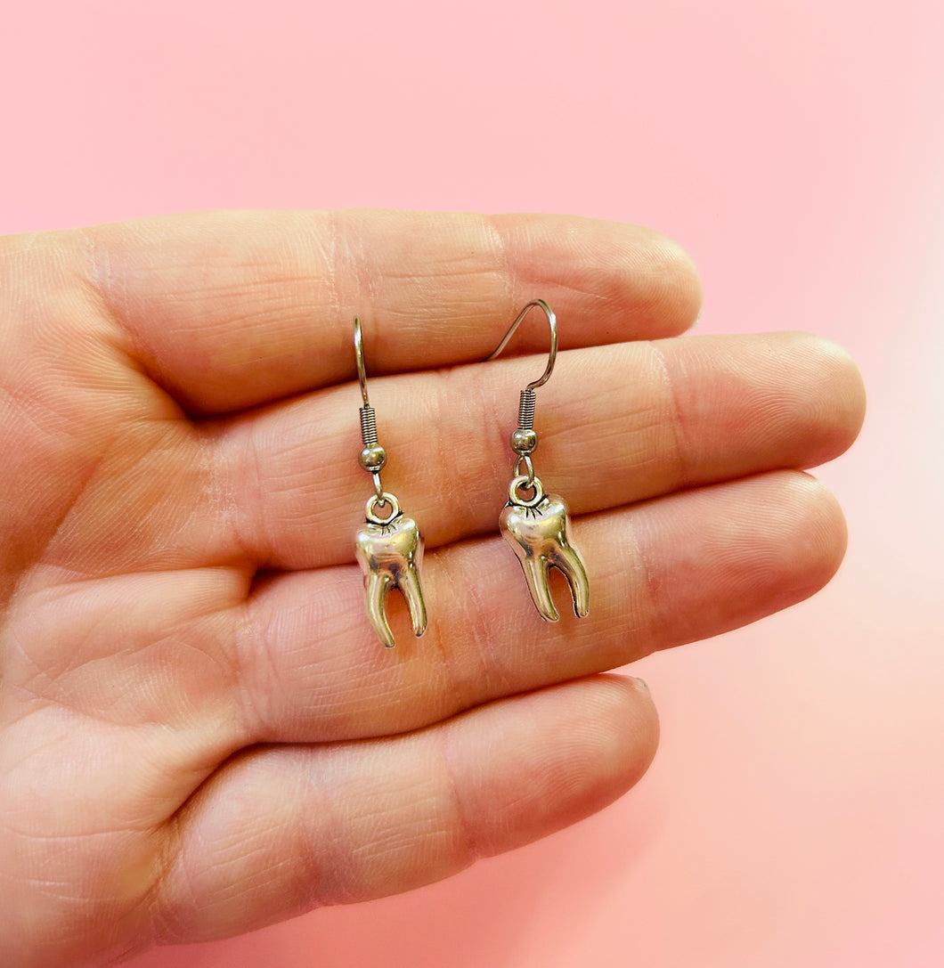 Silver Teeth Earrings