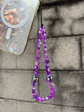 Load image into Gallery viewer, Holographic Purple 80’s Themed Phone Chain
