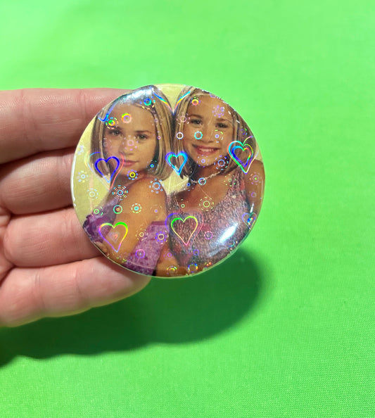Holographic Hearts Mary-Kate and Ashley Pin