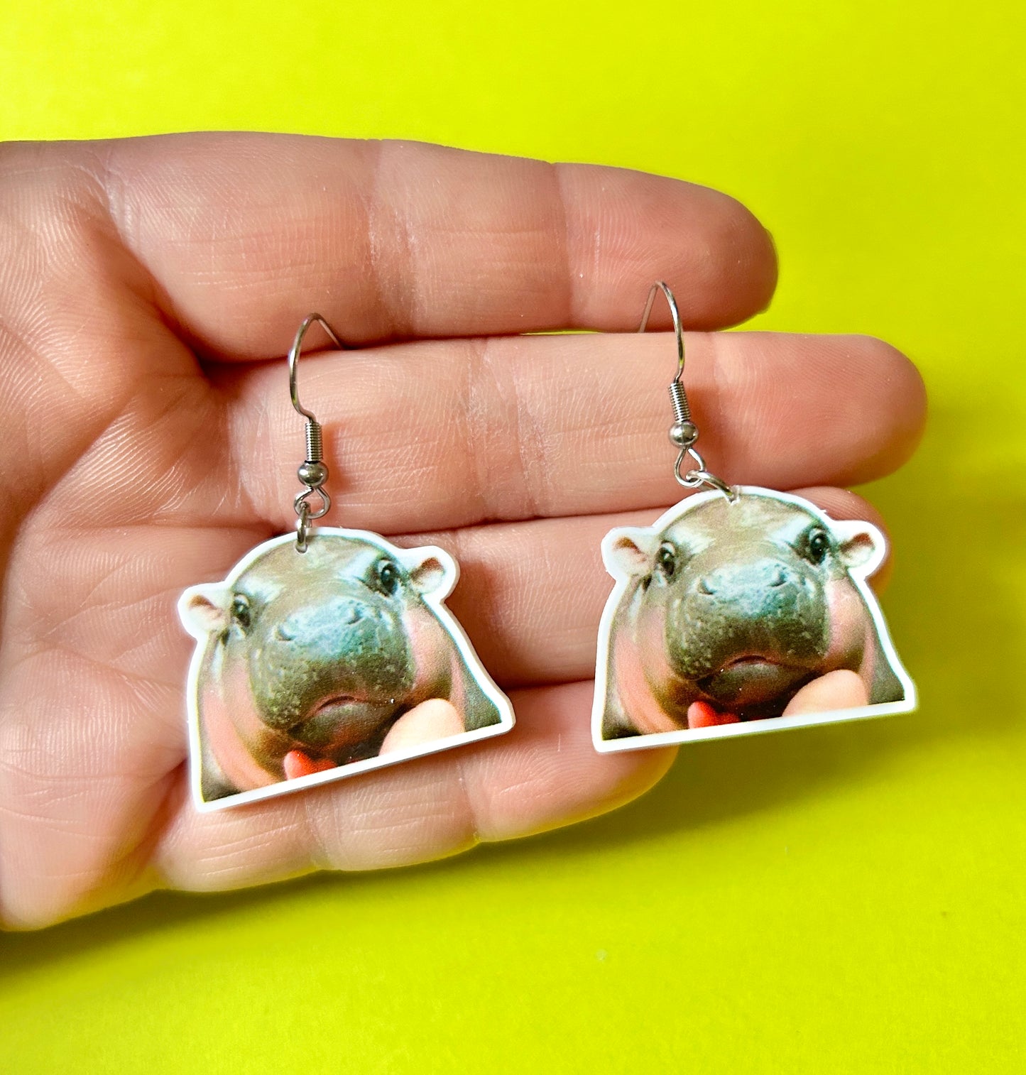 Moo Deng Earrings Or Necklace