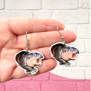 Moo Deng Earrings Or Necklace