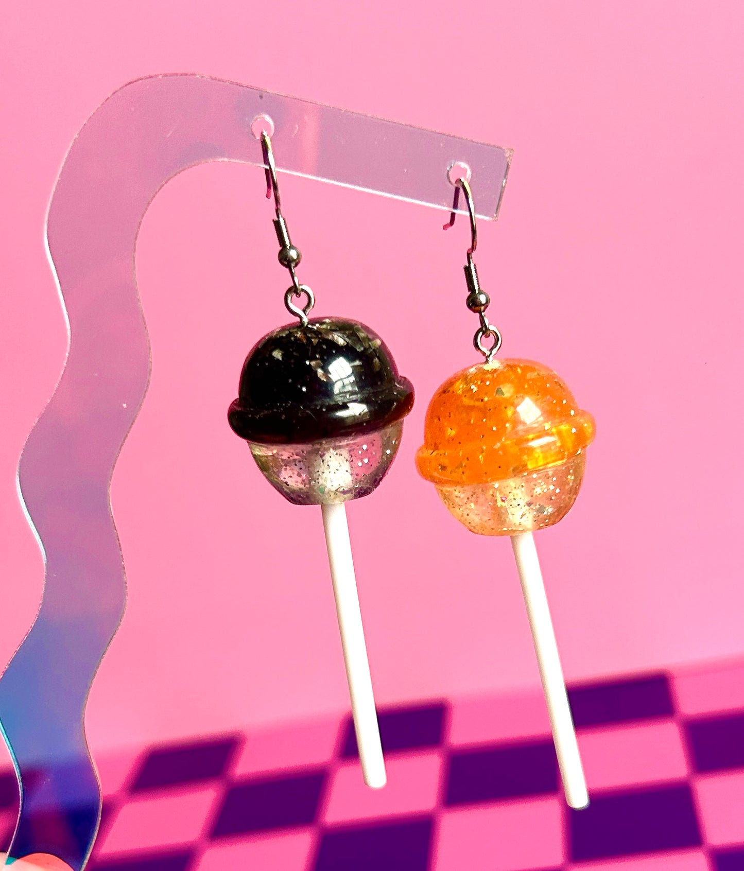 Halloween Glittery Lollipop Earrings