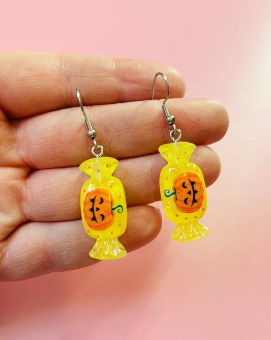 Pumpkin Halloween Candy Earrings