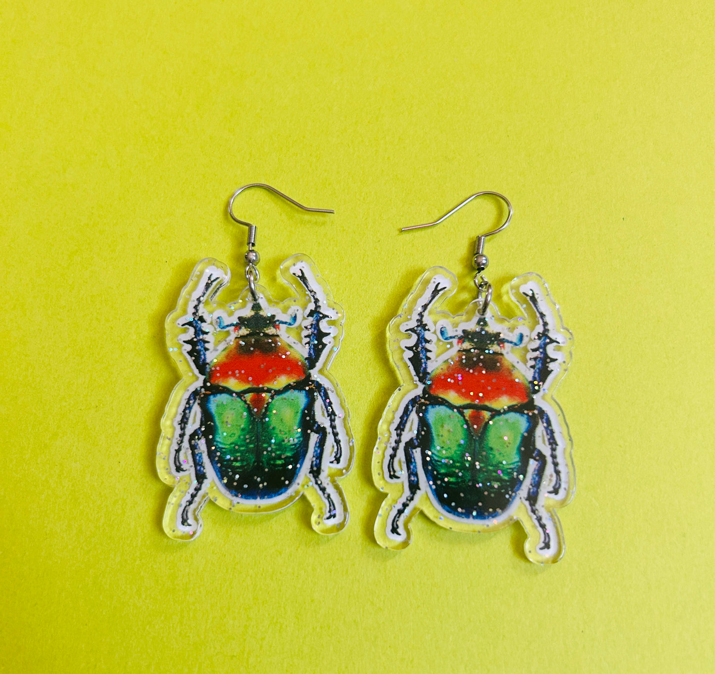 Glittery Beetle Earrings